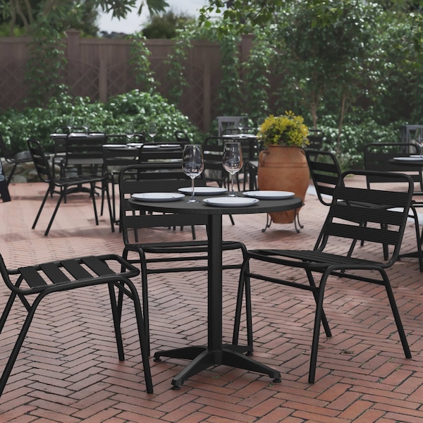 Flash Furniture Mellie 27.5'' Black Round Metal Indoor-Outdoor Table with Base TLH-052-2-BK-GG - main